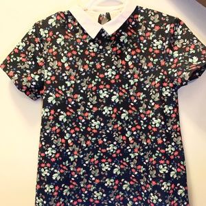 Black floral dress with a white collar